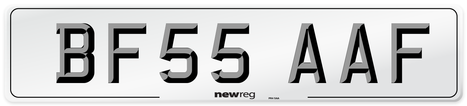 BF55 AAF Number Plate from New Reg